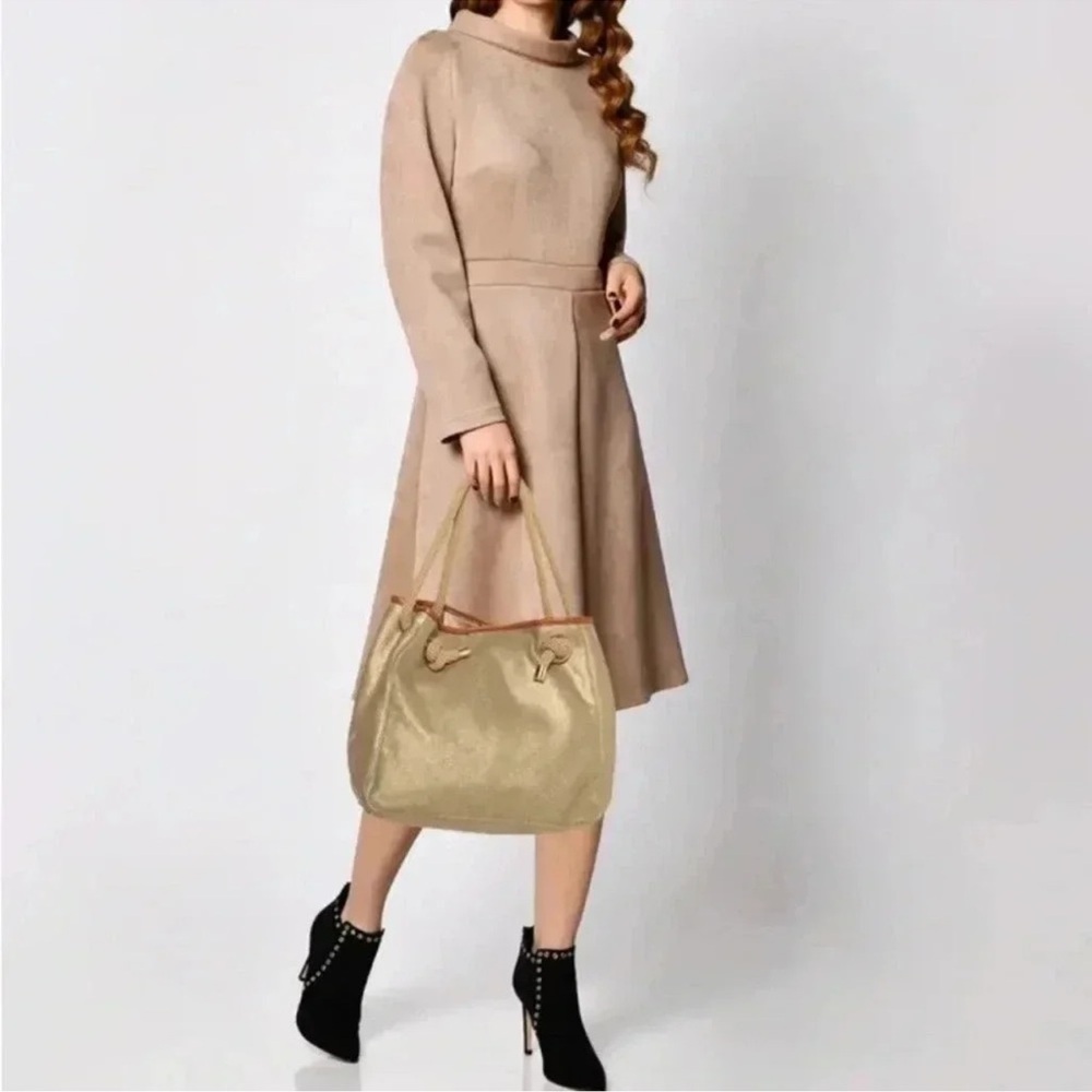 Elegant Silver Tote Bag with Braided Handles